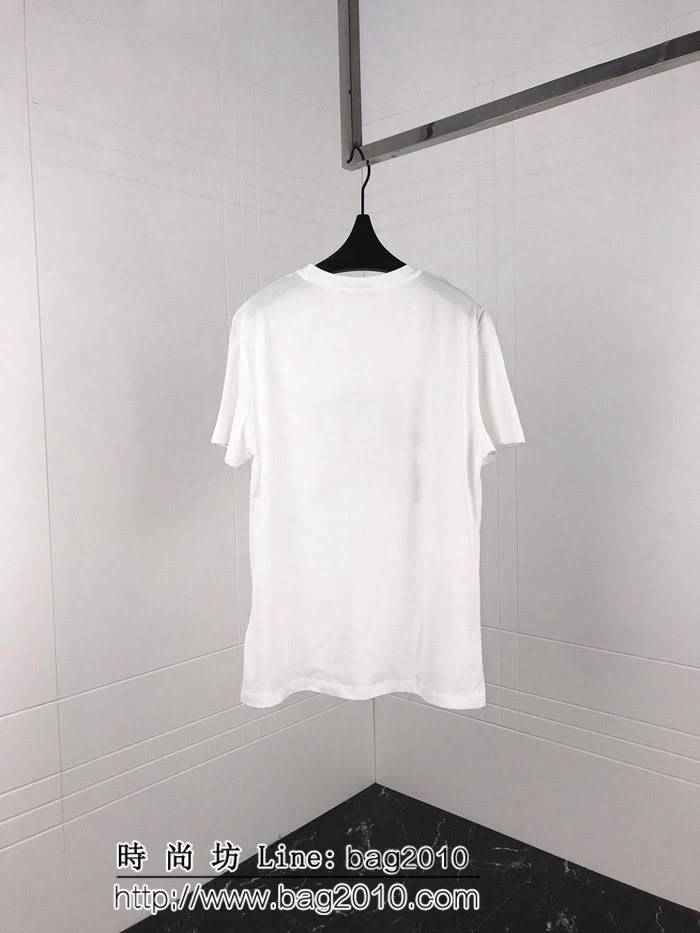 BURBERRY巴寶莉 19ss早春新款 V經典騎士印花圖案 純棉白色短袖 男女同款 ydi1790